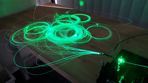 6W blue-green laser in luminous fiber